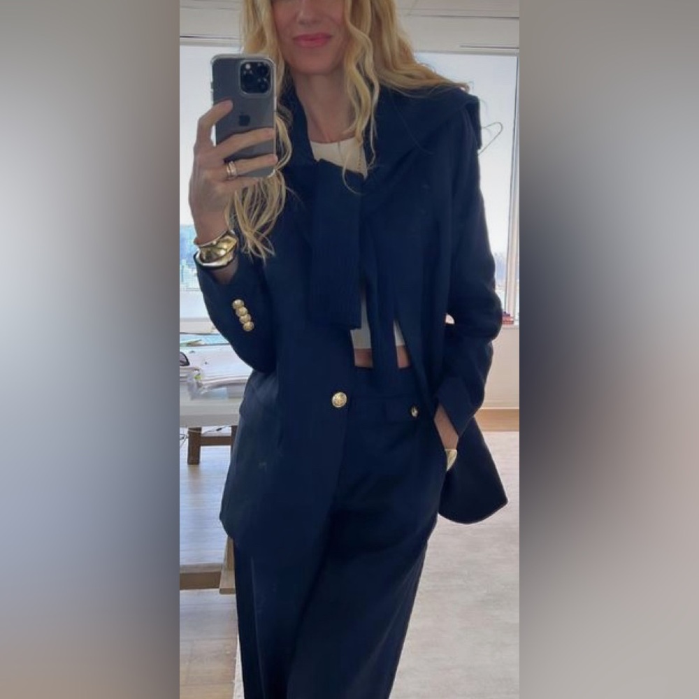 J Crew navy linen suit